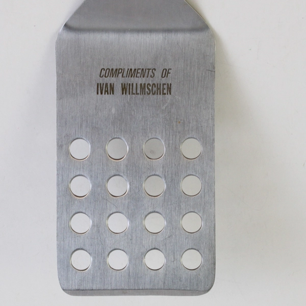 Vintage Vernon Stainless Steel Spatula Wooden Handle Drainage Holes