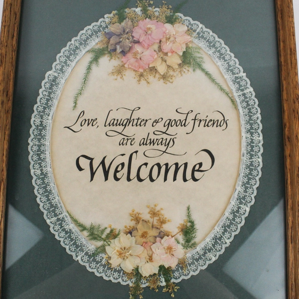 Vintage Love Laughter & Good Friends Are Always Welcome Wall Décor Sign