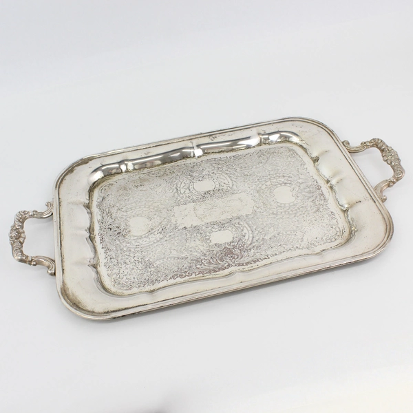 Vtg National Silver 1060 Silver Plated Serving Tray Rectangular 20.5" x 11.5"