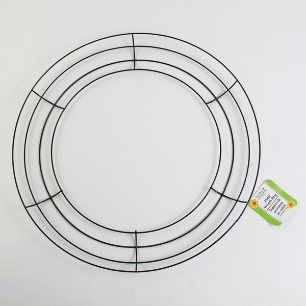 Lot Of 3 Floral Garden Matching Green Metal Wreath Ring 14" Diameter (35.6 Cm)