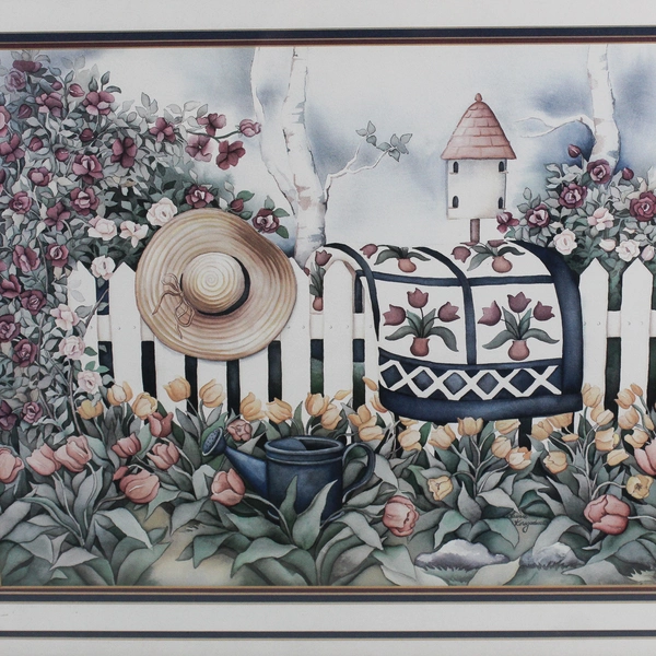 Country Garden Picture Laurie Korsgaden Framed Matted 