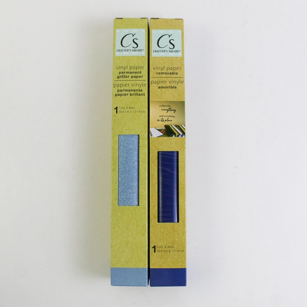 Lot Of 2 Crafter's Square Vinyl Paper Blue Glitter & Removable 12" x 48"