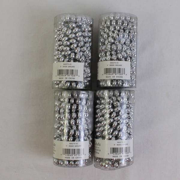 Lot Of 4 Allstate Floral & Craft Inc Matching Silver 9' Beads Garland