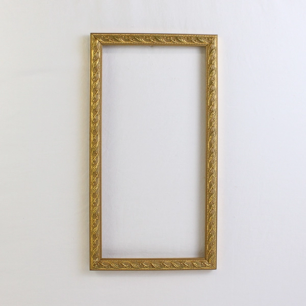 Vintage Gold-Painted Ornate Baroque Rococo Style Wooden Frame 7" x 14"