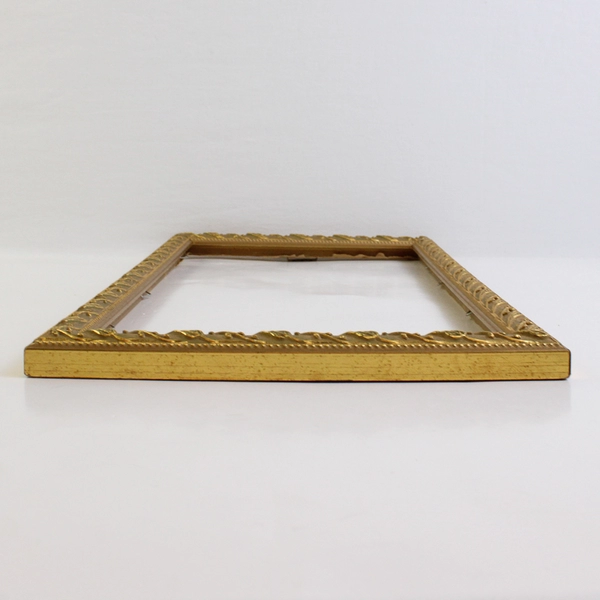 Vintage Gold-Painted Ornate Baroque Rococo Style Wooden Frame 7" x 14"