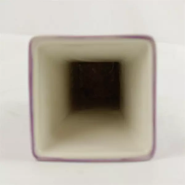 FTD Hand-Painted Ceramic Vase Violet Flowers Glazed 8in