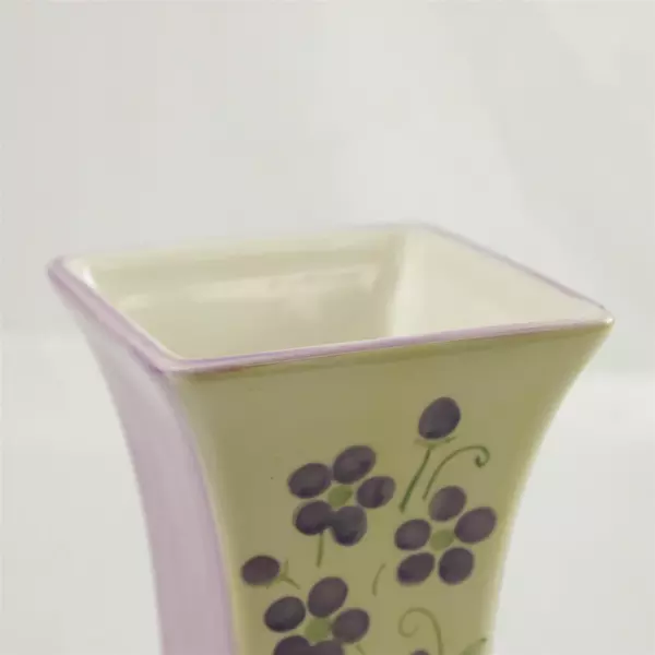FTD Hand-Painted Ceramic Vase Violet Flowers Glazed 8in