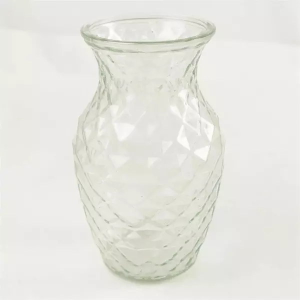 Textured Sweetheart Vase Diamond Pattern Decorative 7.5in