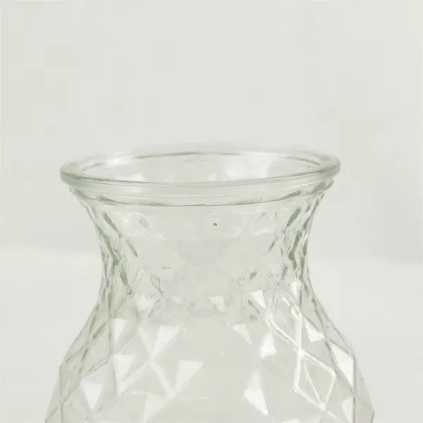 Textured Sweetheart Vase Diamond Pattern Decorative 7.5in