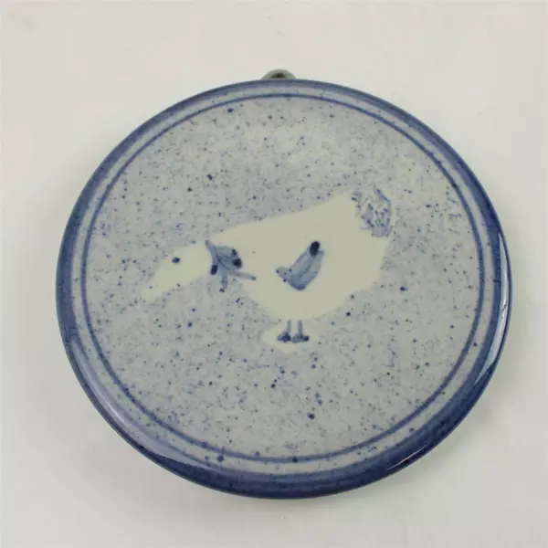 Ceramic Blue & White Goose Wall Plate 6.75" Decorative Hanging