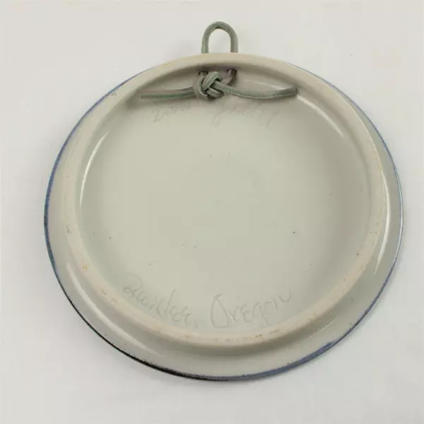 Ceramic Blue & White Goose Wall Plate 6.75" Decorative Hanging