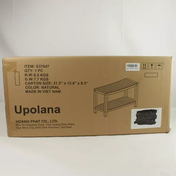 Upolana Teak Shower Bench Natural Finish Waterproof 31in x 14.5in New