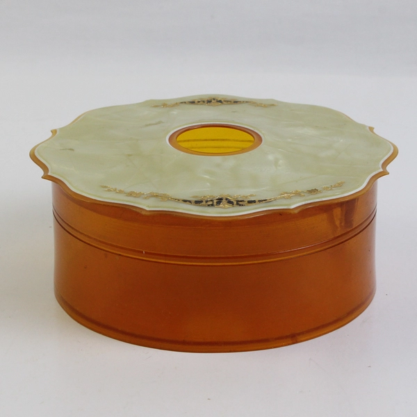 Vintage Art Deco-Style Celluloid Lid Dresser Vanity Hair Receiver