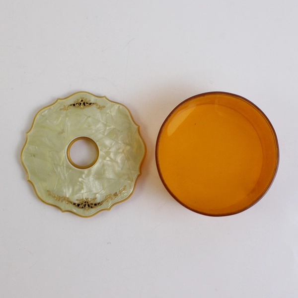 Vintage Art Deco-Style Celluloid Lid Dresser Vanity Hair Receiver