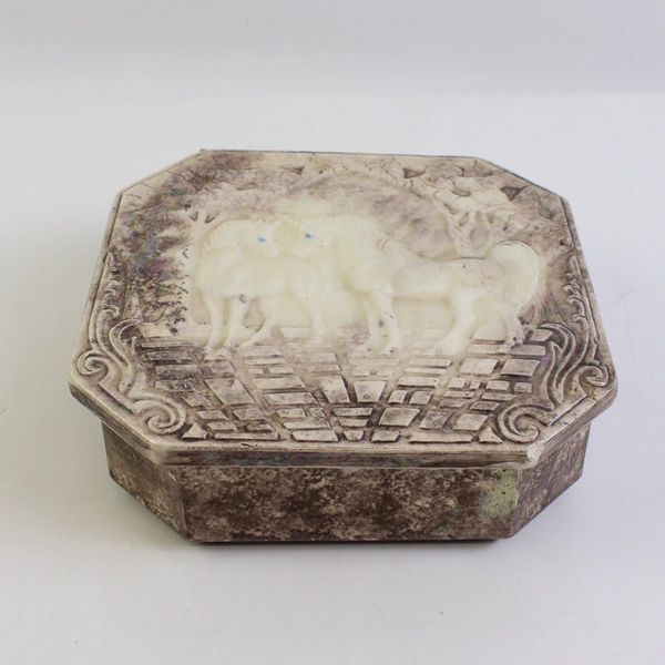 Iridescent Glaze Studio Pottery Ceramic Unicorns Trinket Box 
