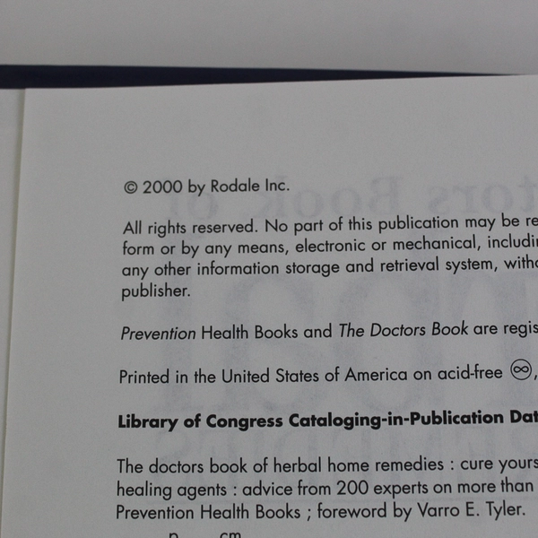 The Doctors Book of Herbal Home Remedies 2000 Prevention Health Books HC