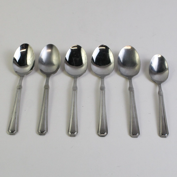Lot of 6 Cuisinart Exeter Pattern 18/10 SS 5 Oval-Shaped Soup Spoons 1 Teaspoon