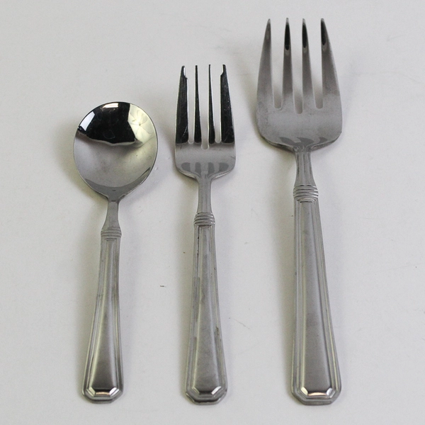 Lot of 3 Cuisinart Exeter Pattern 18/10 SS Salad Fork Sugar Spoon Cold Meat Fork