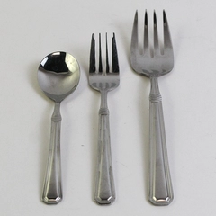 Lot of 3 Cuisinart Exeter Pattern 18/10 SS Salad Fork Sugar Spoon Cold Meat Fork