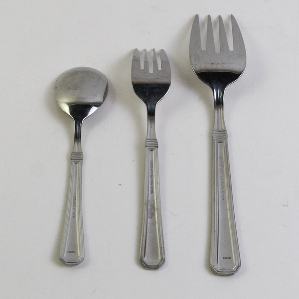 Lot of 3 Cuisinart Exeter Pattern 18/10 SS Salad Fork Sugar Spoon Cold Meat Fork