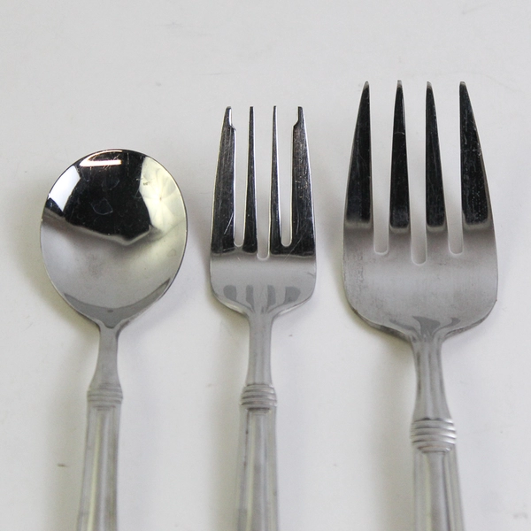 Lot of 3 Cuisinart Exeter Pattern 18/10 SS Salad Fork Sugar Spoon Cold Meat Fork