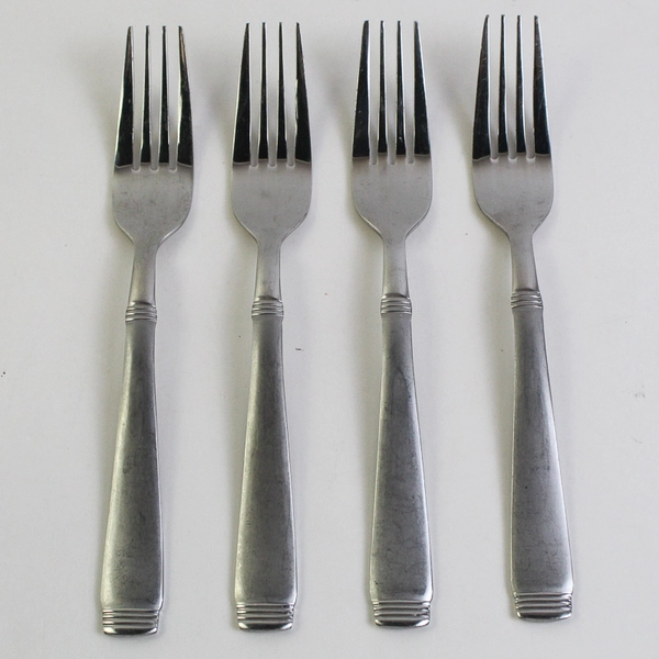 Lot of 4 Cambridge Silver Metro-Sand Pattern Dinner Forks SS 7.75" Rare HTF