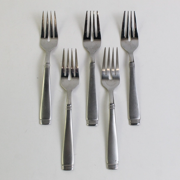 Lot of 5 Cambridge Silver Metro-Sand Pattern Salad Forks SS 6.75" Rare HTF