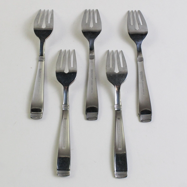 Lot of 5 Cambridge Silver Metro-Sand Pattern Salad Forks SS 6.75" Rare HTF