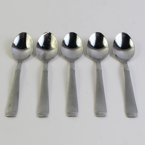 Lot of 5 Cambridge Silver Metro-Sand Pattern Soup Spoons SS 7.25" Rare HTF China