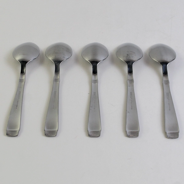Lot of 5 Cambridge Silver Metro-Sand Pattern Soup Spoons SS 7.25" Rare HTF China