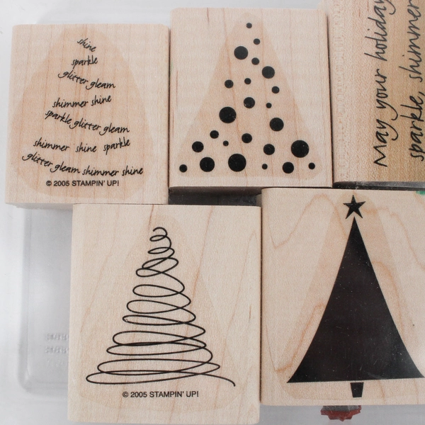 Lot of 7 Pieces Wood Stamps Christmas-Themed Designs - Stampin' Up, 2005