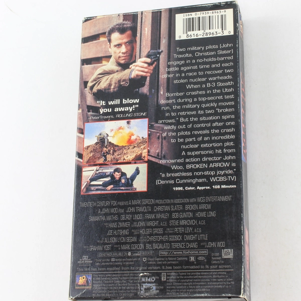 Broken Arrow VHS 1996 Movie John Travolta Christian Slater Action