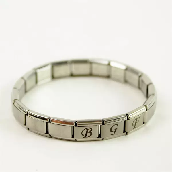 Zoppini Stainless Steel Initial Charm Bracelet BGF Pre-Owned Lightweight