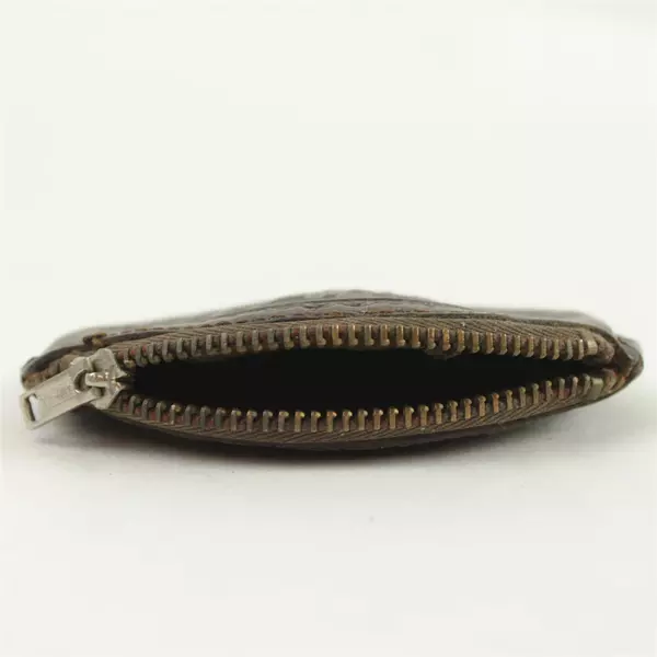 Mexican Hand-Tooled Leather Coin Purse Small Zippered Wallet