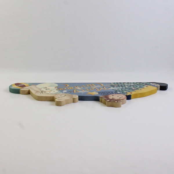 Vtg Handmade Hand Painted Wood Sign Merry Christmas 20”x7”