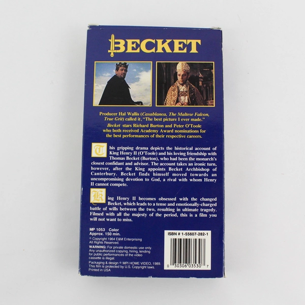 Becket Directed By Peter Glenville VHS, 1964, MPI Home Video, Thomas Becket