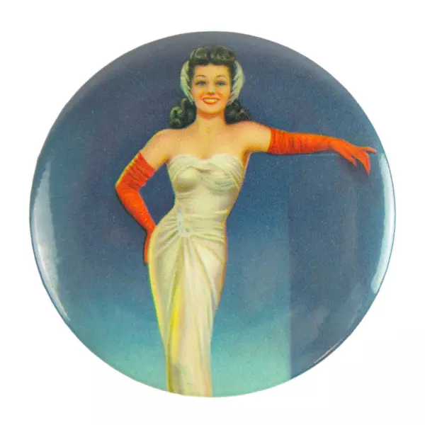 Vintage Pin-Up Girl Compact Cosmetic Mirror 2.5" Retro Collectible