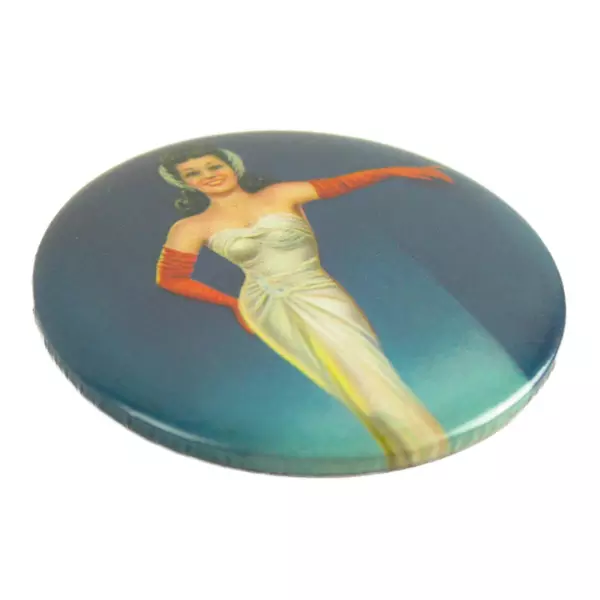 Vintage Pin-Up Girl Compact Cosmetic Mirror 2.5" Retro Collectible