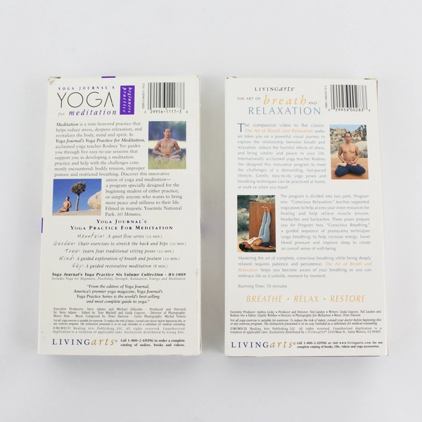 Lot Of 2 Living Arts Yoga For Meditation & Art Of Breath And Relaxation (VHS)