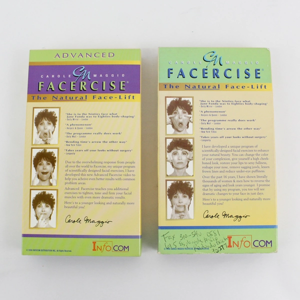 Lot Of 2 Carole Maggio Facercise: The Natural Face-Lift (VHS, Normal & Advanced)