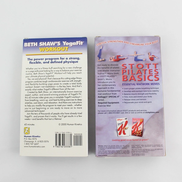 Lot Of 2 VHS (Beth Shaw's YogaFit Workout, Kellogg's Stott Pilates Basics)