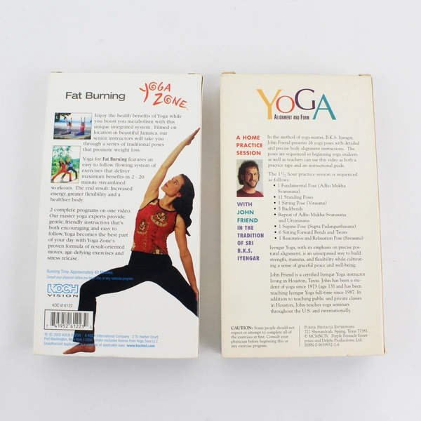 Lot Of 2 VHS (Yoga Zone Fat Burning 2002, Yoga Alignment And Form 1994)