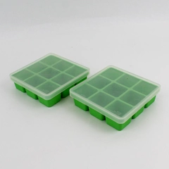 Lot Of 2 Ball Brand Matching Green Square Silicone Freezer Tray W/ Matching Tops