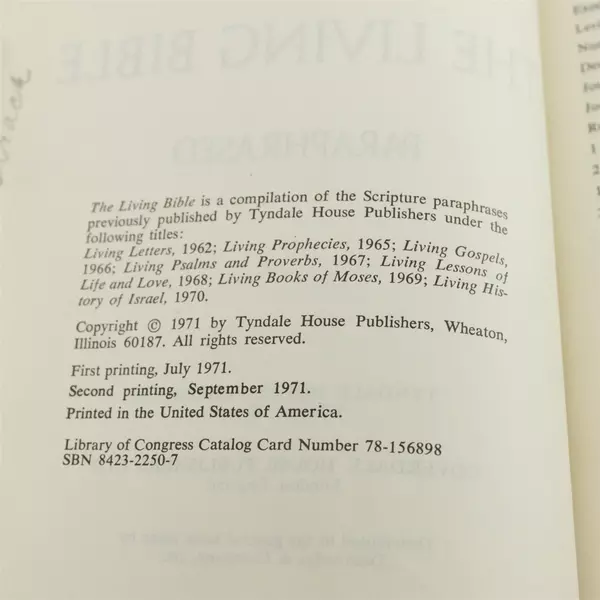 The Living Bible Paraphrased by Kenneth N. Taylor Good Pre-Owned