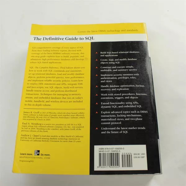 SQL The Complete Reference 3rd Edition Paperback SQL Reference Book