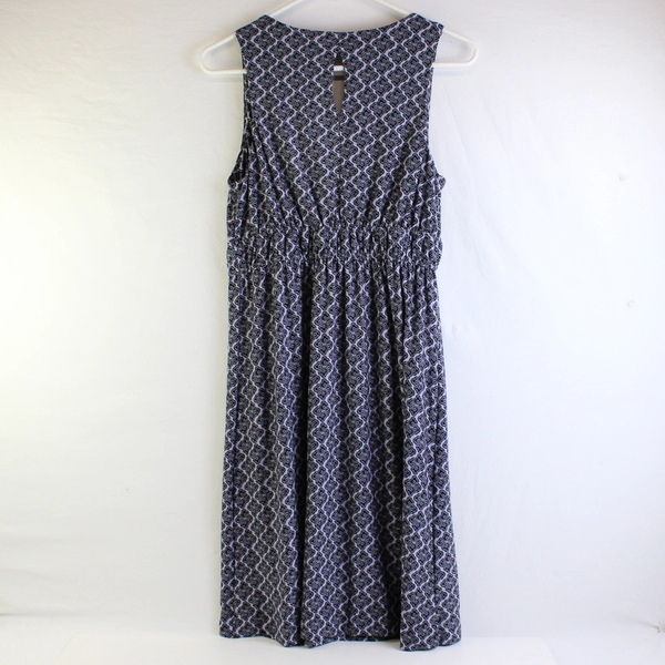 Soma Black and Lavender Patterned Knee-Length Dress Women's Medium