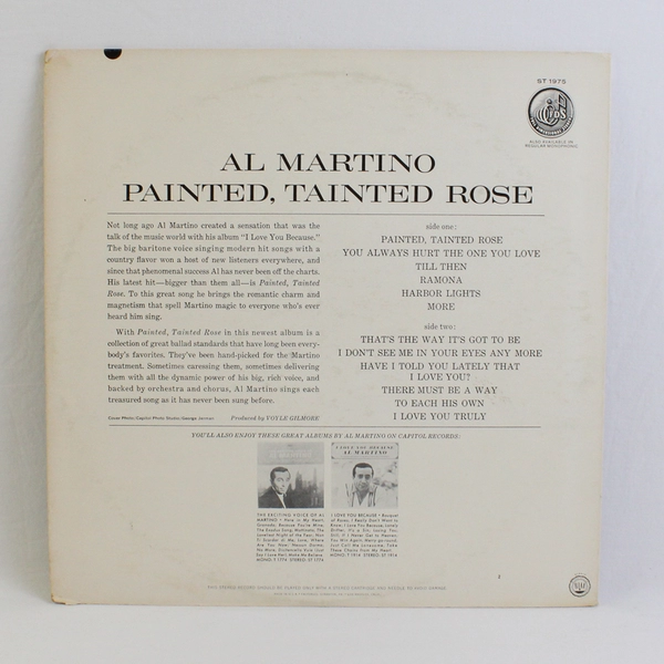 Al Martino Painted Tainted Rose LP Vinyl Record Capitol T1975 High Fidelity 1963