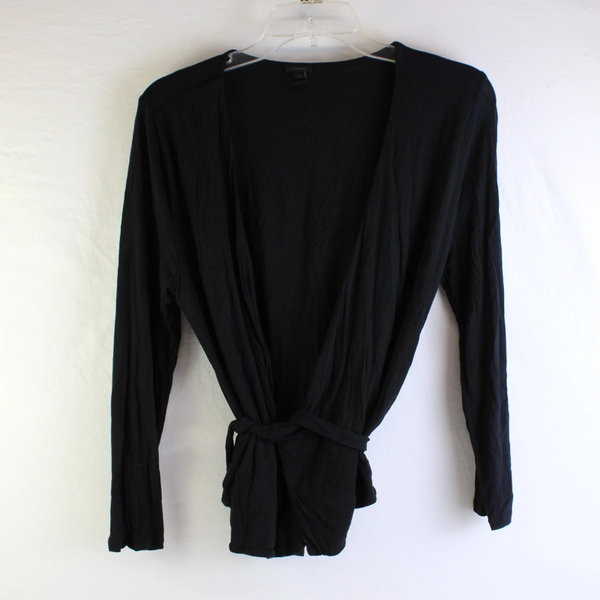 J. Crew Solid Black Belted Shawl Women's Size Medium