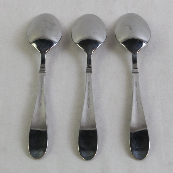 Wallace Silver Summerset Frost Lot of 3 Oval Soup Spoons 18/10 SS 7" South Korea