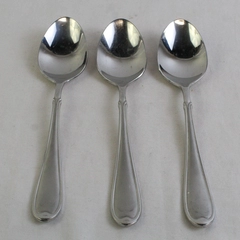 Lot of 3 Wallace Silver Summerset Frost 18/8 Stainless Oval Soup Spoons 7" China